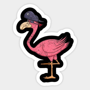 Pirate Pink Flamingo With Eyepatch Halloween Sticker